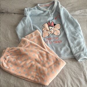 Blue and Pink Pajama Set with Cartoon Design